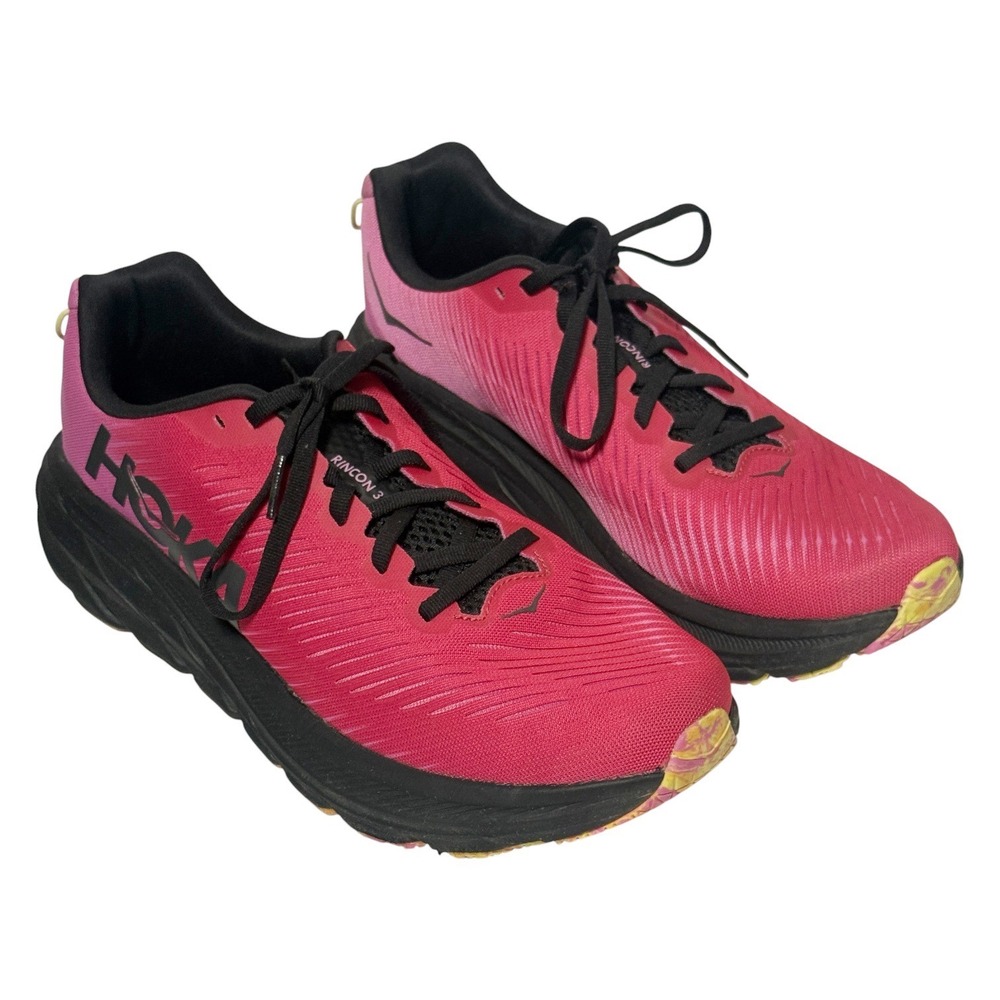 HOKA Rincon 3 Raspberry Pink Black Lightweight Running Shoes Sneakers Size 10.5B - Picture 4 of 14